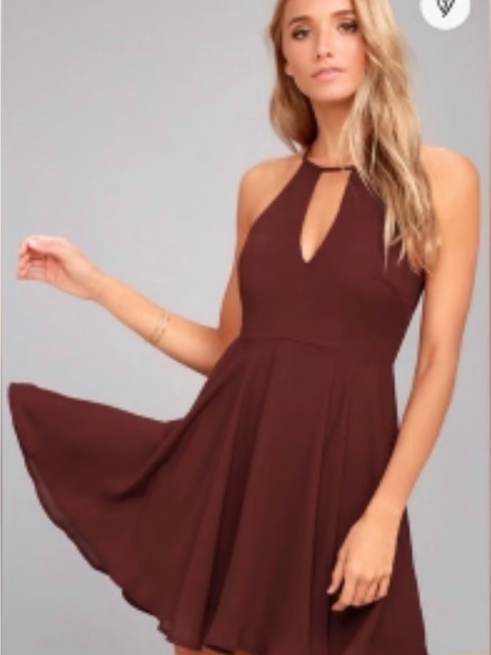 Lulu's Maroon Halter Keyhole Mini Dress